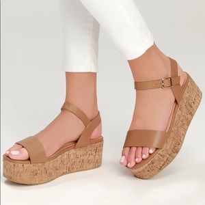 | NWT | LULUS TAN GRECIA WEDGE SANDAL